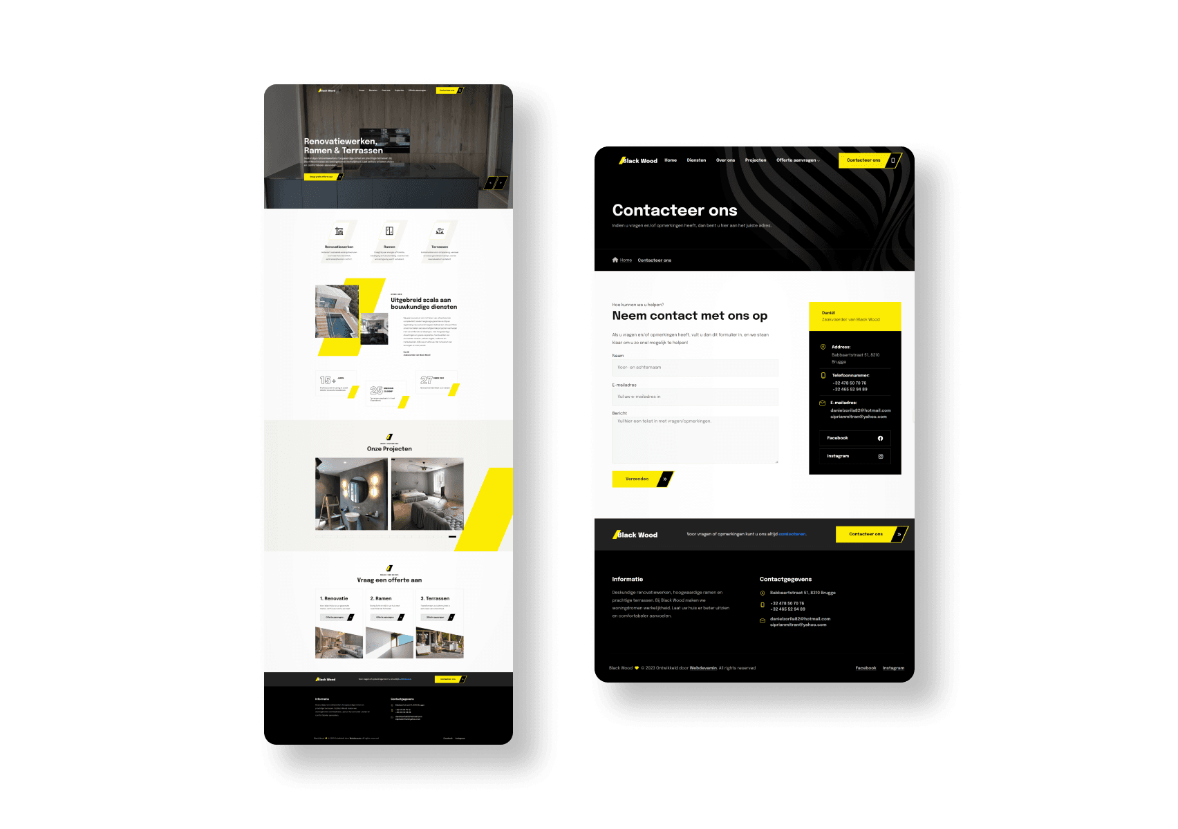 Landing page of Black Wood website.