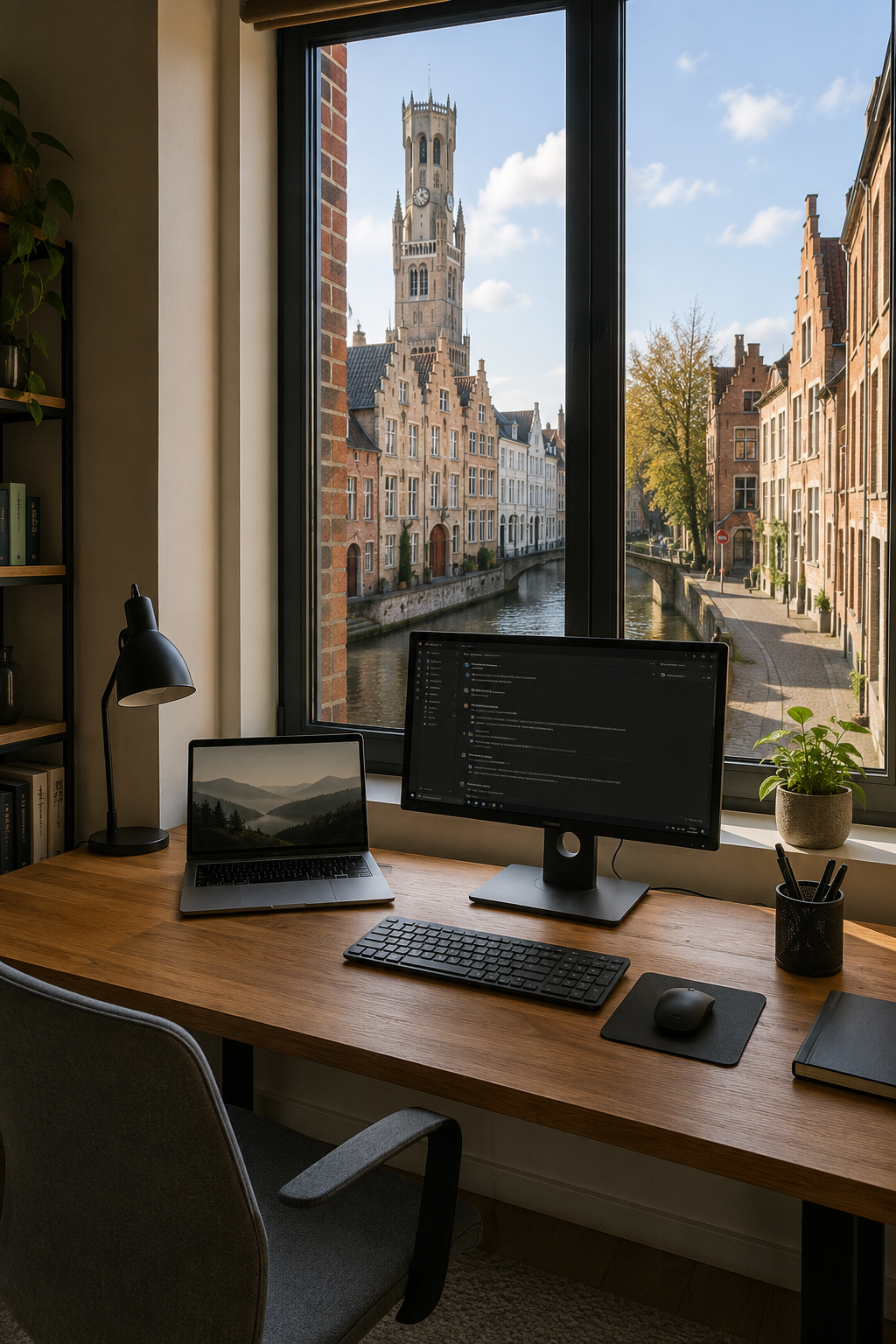 Webontwikkelaar uit Brugge die werkt aan een website voor een lokaal bedrijf.